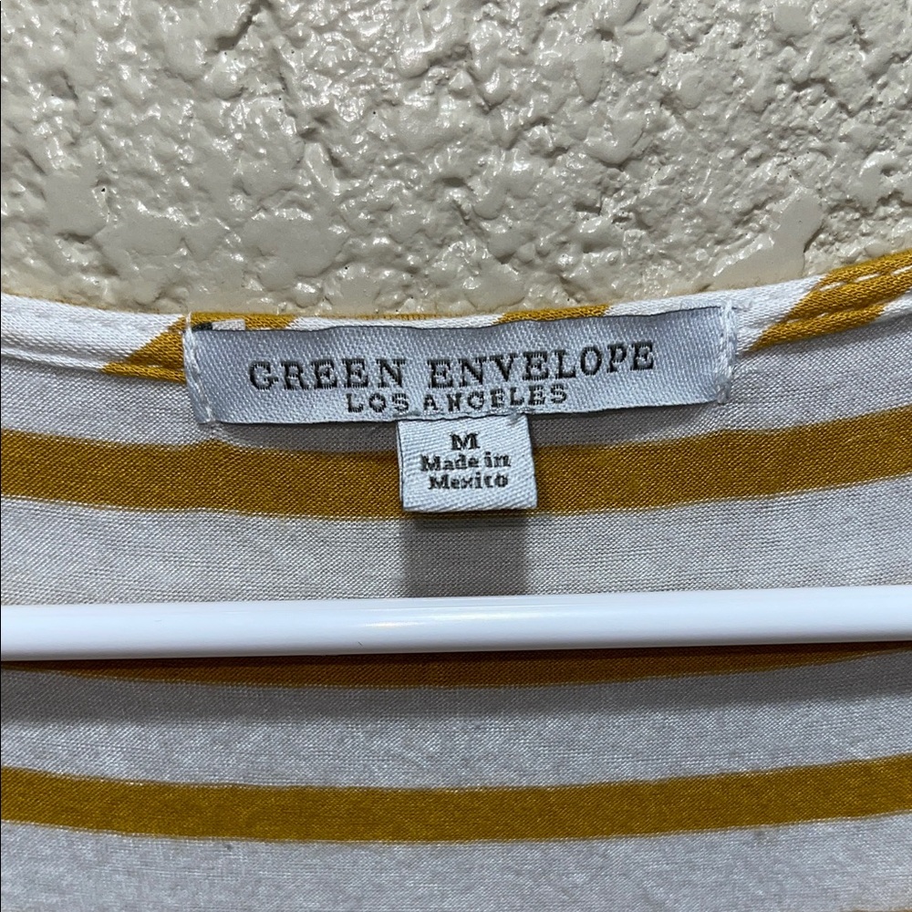 Green Envelope Mustard and White Striped Tee - Picture 2 of 3